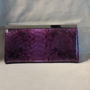 Metropolitan Clutch purse purple pebbled snakeskin 7 1/2" x 4 1/2"
